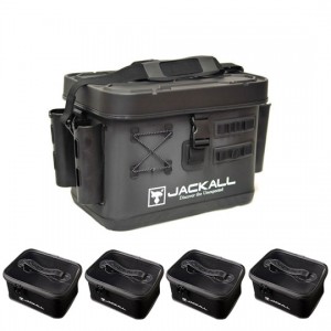 [5-piece set] Jackal tackle container R M size + tackle pouch M size with rod holder