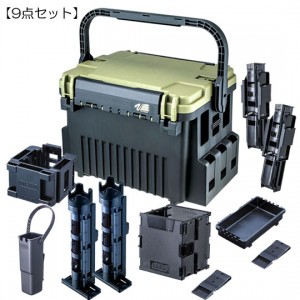 [9-piece set] Versus Tackle Box VS-7095N + Meiho Stand/Holder/Tray Set