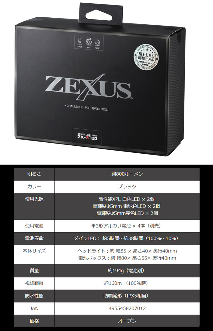 ゼクサス LEDヘッドライト ZX-S700 ネックベルト付 ZEXUS - 【バス 